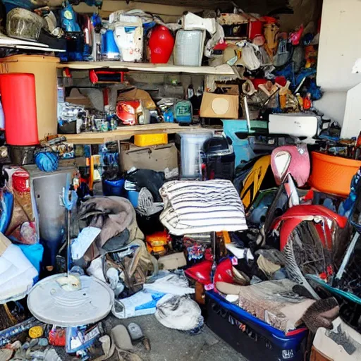 Image similar to garage filled with stuff by hoarder