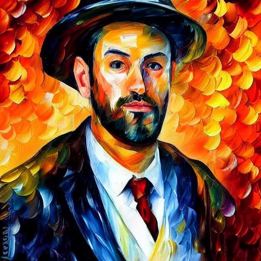 Image similar to a portrait of a man by leonid afremov