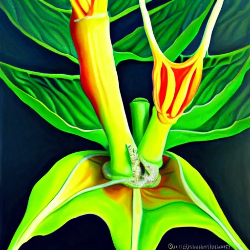 Image similar to realistic painting of a brugmansia suaveolens flower