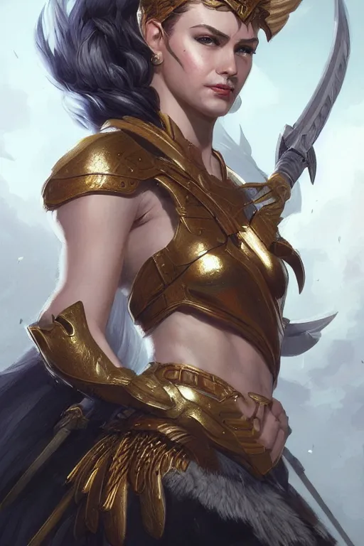 Image similar to amazon valkyrie athena, d & d, fantasy, portrait, highly detailed, headshot, digital painting, trending on artstation, concept art, sharp focus, illustration, art by artgerm and greg rutkowski and magali villeneuve