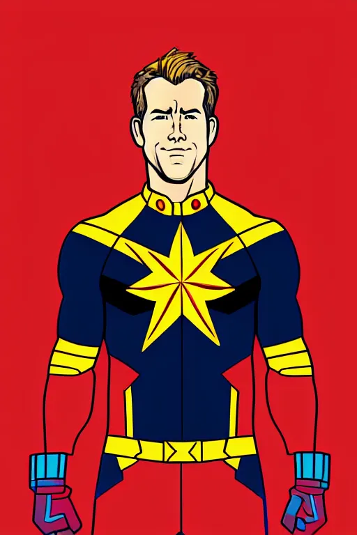 Image similar to Ryan Reynolds as Captain Marvel high quality digital painting in the style of James Jean