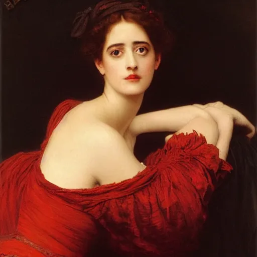Prompt: portrait en buste of eva green in an edwardian dress by frederic william burton and frederic leighton, abundantly detailed