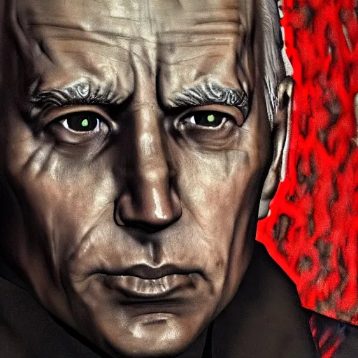 Image similar to biden in dante's inferno painting, crows, crosses, dark beauty, rotten gold, closeup faces, extremely detailed, cinema 4 d, unreal engine.