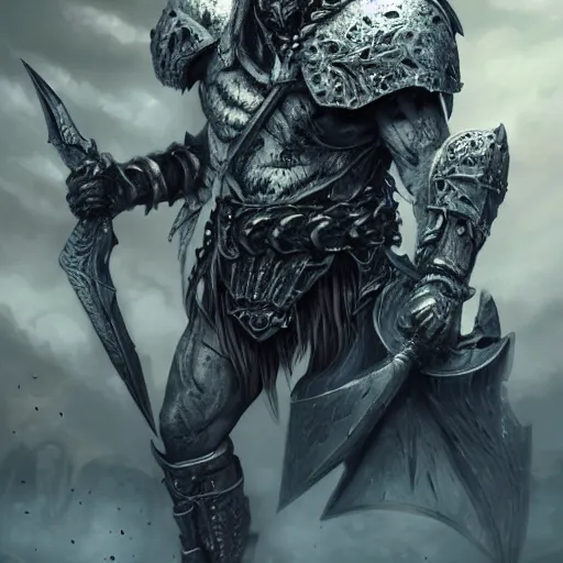 Prompt: a bone armored orc warrior, photo, professionally retouched, dramatic lighting, wearing bone armor, illuminated by moonlight, realistic, scared face, demonic, predator eyes, wide angle, sharp focus on eyes, 8 k high definition, insanely detailed, intricate, elegant, art by artgerm and wlop