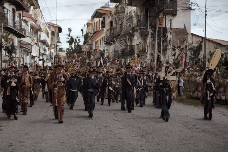 Image similar to cinematography parade in san magel de ayende by Emmanuel Lubezki