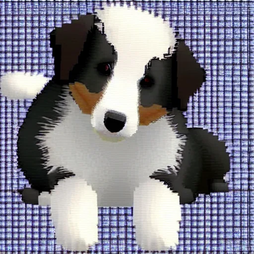 Image similar to cute collie puppy, pixelart