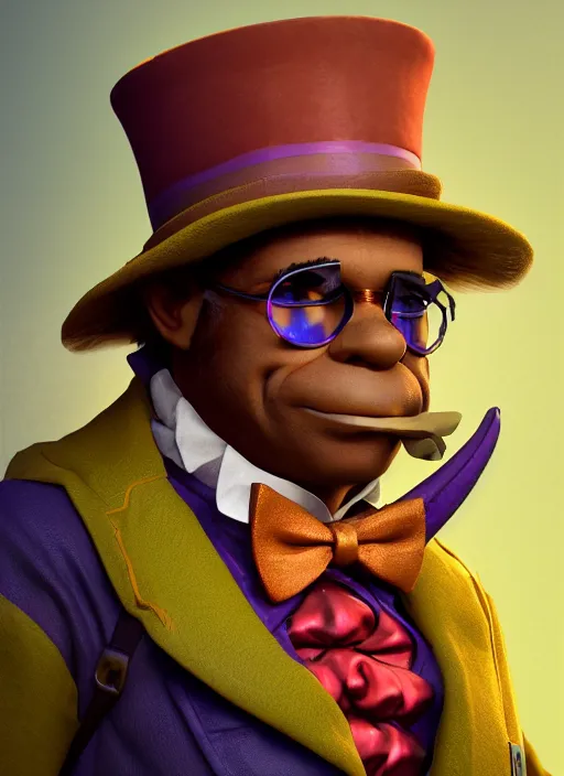 Image similar to ant sanders as willy wonka, au naturel, hyper detailed, digital art, trending in artstation, cinematic lighting, studio quality, smooth render, unreal engine 5 rendered, octane rendered, art style by klimt and nixeu and ian sprigger and wlop and krenz cushart