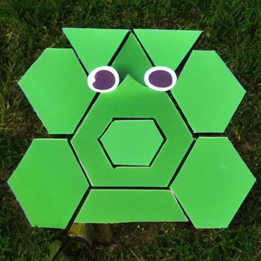 Prompt: a frog made out of hexagons