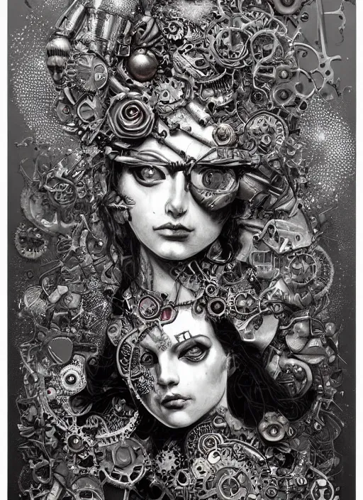 Image similar to Steampunk goddess painting by Dan Hillier, trending on artstation, artstationHD, artstationHQ, 4k, 8k