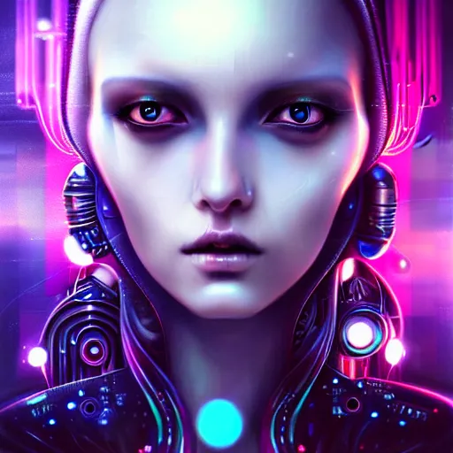 Image similar to cyberpunk female alien creature, very intricate details, focus, model pose, artwork by anna dittmann, award winning