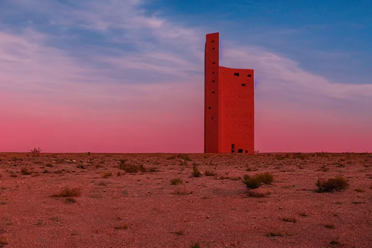 Image similar to apocalyptic dry ground in the desert, babel tower on fire in the background, red sky, beautiful painting