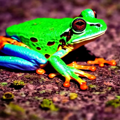 Image similar to Frog Lady photograph sharp focus colorful realistic