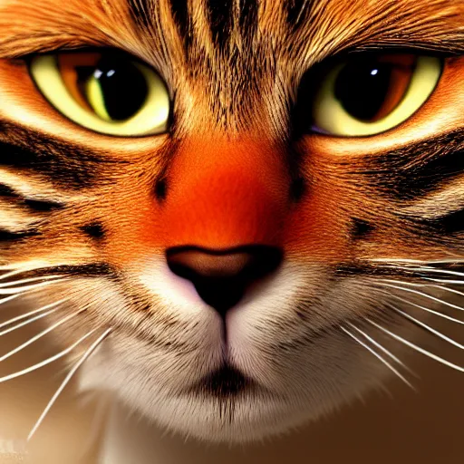 Image similar to hyperrealistic picture of the cat Garfield, orange fur, intricate, hyperdetailed, trending on Artstation, 4k, 6k