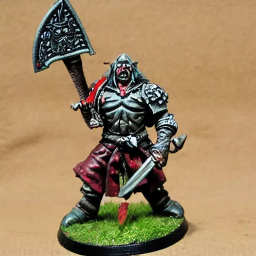 Image similar to warhammer fantasy axe wielding orc figurine