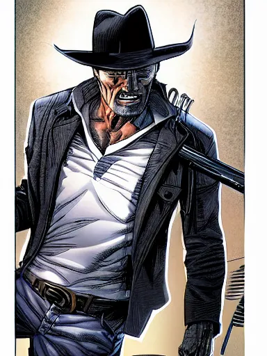 Prompt: clint eastwood as logan by leinil francis yu, detailed, hyper-detailed
