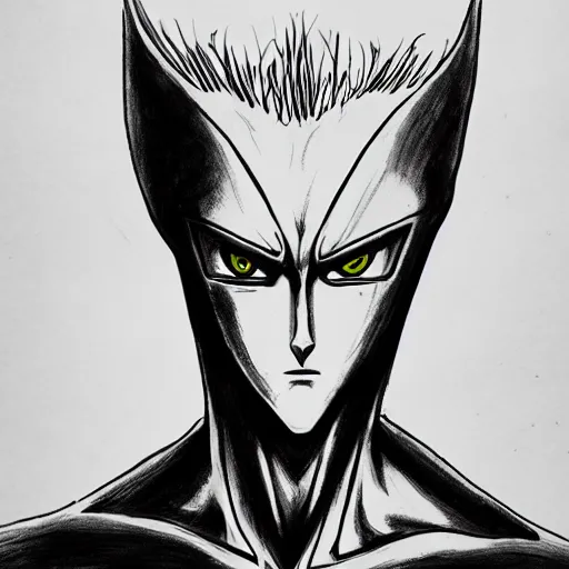 Image similar to sketch of femto from the anime berserk, style of kentaro miura, black and white sketch, trending on artstation