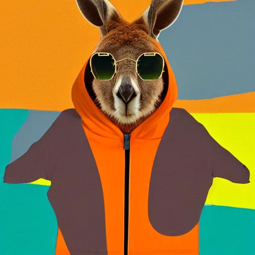 a portrait photo of a kangaroo wearing an orange | Stable Diffusion ...