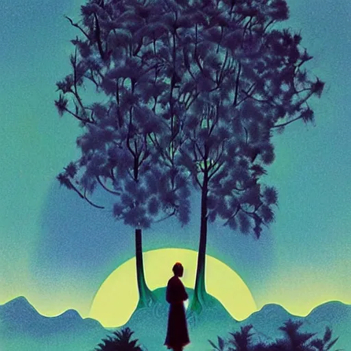 Prompt: A beautiful computer art. Heaven was a lovely, unspoiled Earth-like world; what Earth might have been like if men had treated her with compassion instead of desire. Stranger Things by Pamela Colman Smith, by Eyvind Earle, by Edward Lear