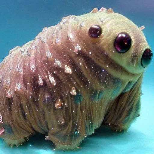 Image similar to tardigrade, water bear, covered in diamonds