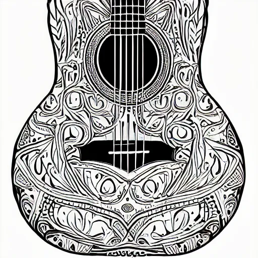 Image similar to acoustic guitar on white background, highly detailed, digital illustration,