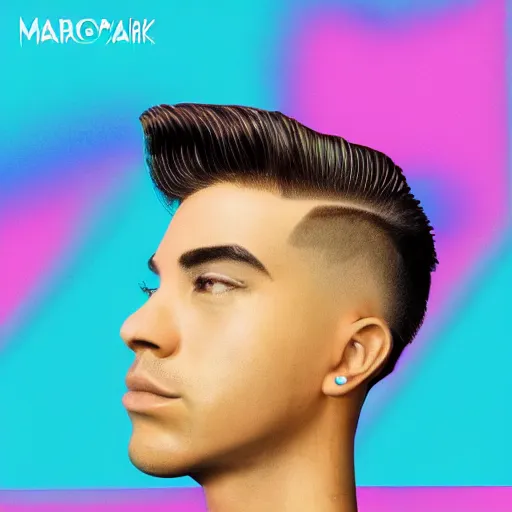 Image similar to vaporwave music album cover, barberbeats, haircuts for men, macroblank, modest by default, oblique occasions