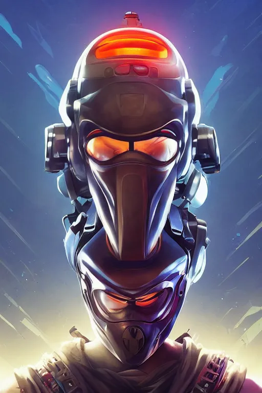 Image similar to epic mask helmet robot ninja portrait stylized as fornite style game design fanart by concept artist gervasio canda, behance hd by jesper ejsing, by rhads, makoto shinkai and lois van baarle, ilya kuvshinov, rossdraws global illumination radiating a glowing aura global illumination ray tracing hdr render in unreal engine 5