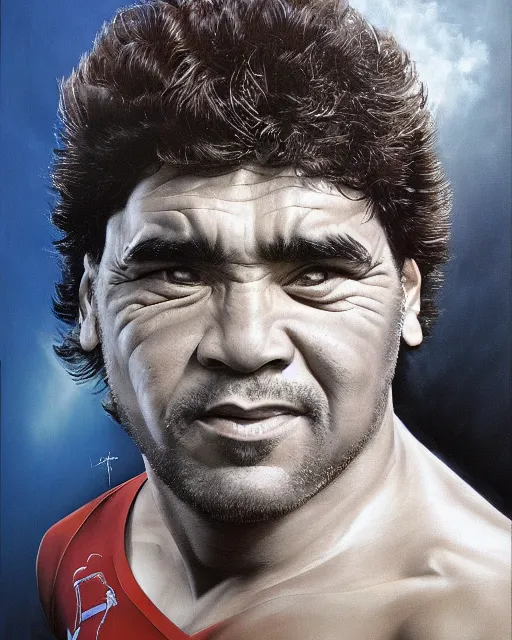 Prompt: studio light, portrait, diego armando maradona by mark brooks, by peter andrew jones!!!!!!!!, by roger dean, hd, hyper detailed, 4 k