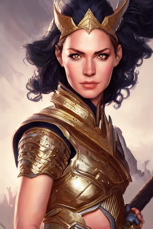 Image similar to amazon valkyrie athena, d & d, fantasy, portrait, highly detailed, headshot, digital painting, trending on artstation, concept art, sharp focus, illustration, art by artgerm and greg rutkowski and magali villeneuve