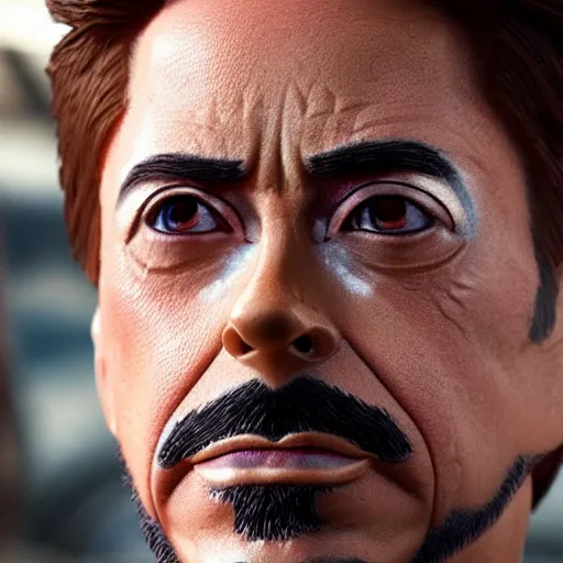 Image similar to tony stark wearking makup in the gay parade, 8k resolution, close-up shot, hyper-detailed