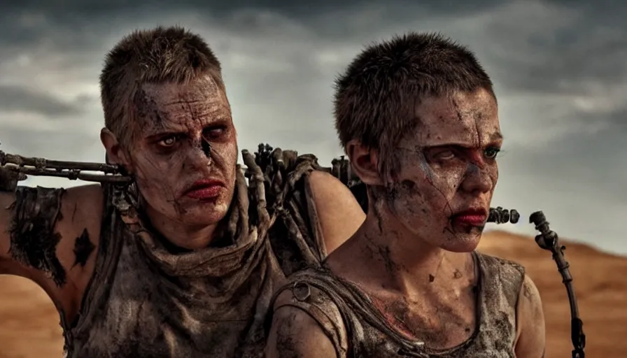 Image similar to Coma-Doof Warrior from Mad Max Fury Road, movie still, sharp, highly detailed, hollywood movie