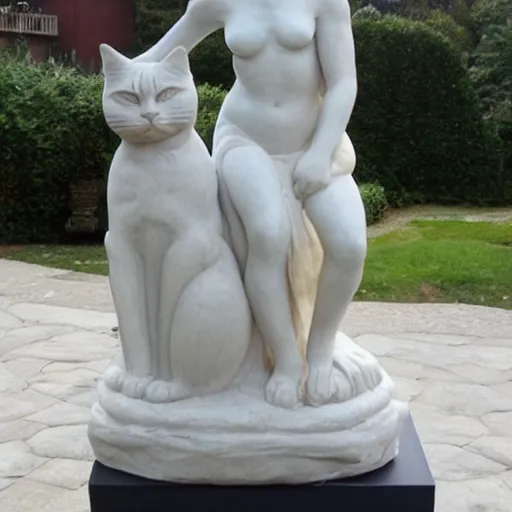 Prompt: marble statue of the queen of cats