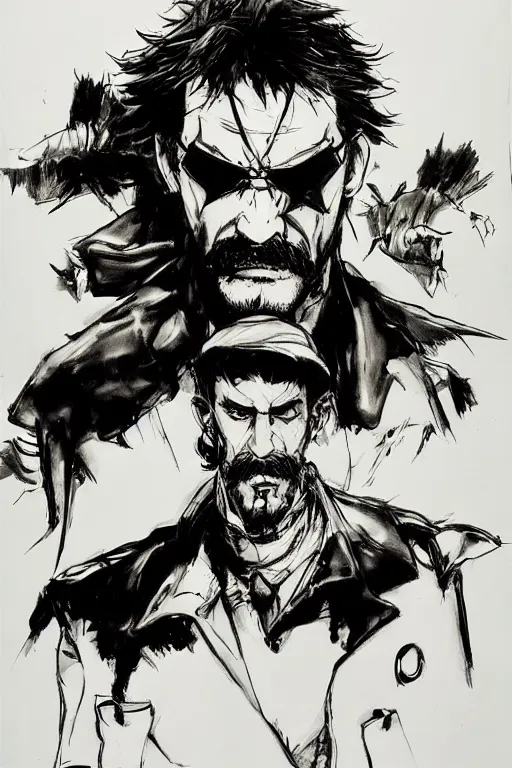 Prompt: punished luigi concept art by yoji shinkawa, felt tip pen, character study, ink, illustration, sharp focus