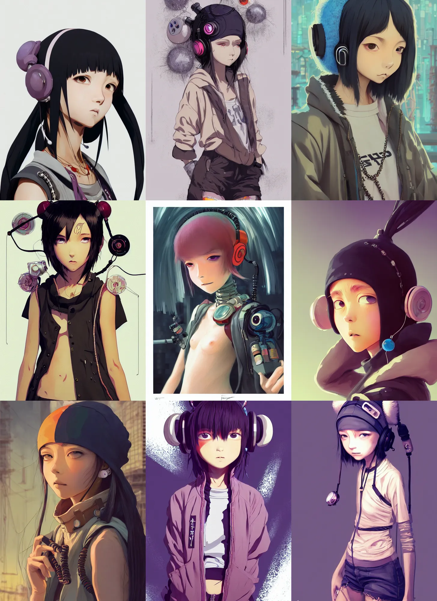 Prompt: tekkonkinkreet portrait, soft lustrous beautiful biotech raver white emo winter streetwear madison beer cyborg woman, low - rise shorts. earbuds, hi - fructose, sci - fi fantasy cyberpunk decadent highly - detailed digital vector anime, artstation, concept art, sharp focus, smooth, artgerm, mucha, loish, wlop