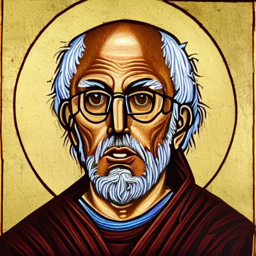 Prompt: Bernie Sanders, portrait, ancient byzantine, iconography, orthodoxy