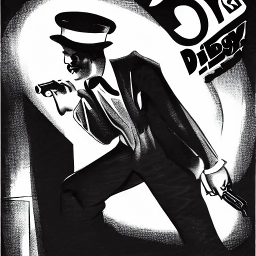Prompt: , kirby as a detective, noir, black and white, 1 9 3 0 s, high detail
