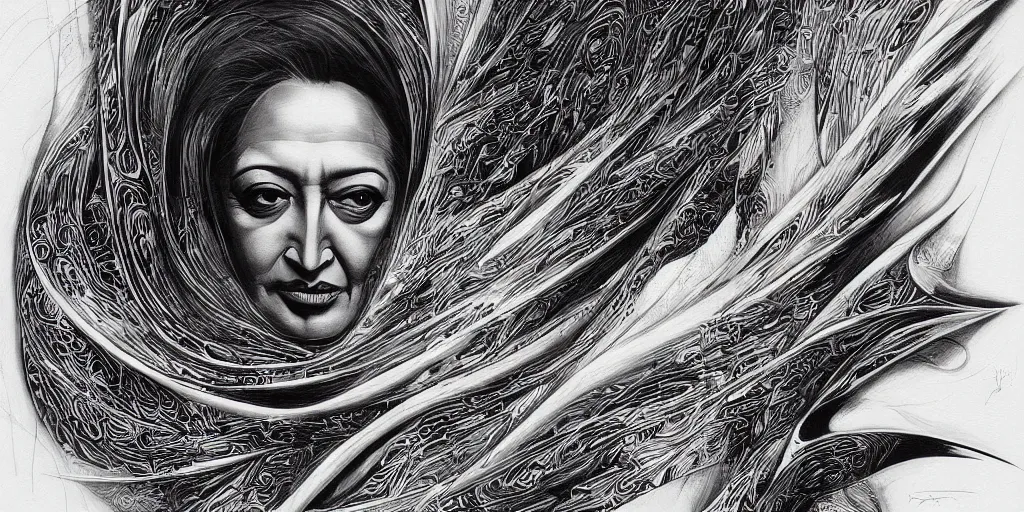 Image similar to a beautiful painting of zaha hadid by aaron horkey, trending on artstation