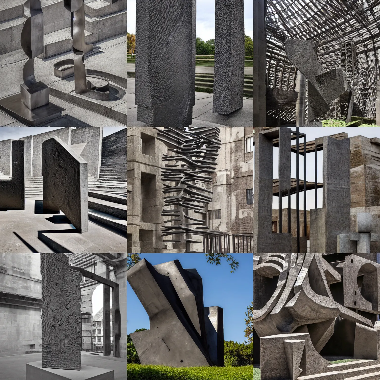 Prompt: Award-winning sculpture by Eduardo Chillida and Giovanni Battista Piranesi, made of steel