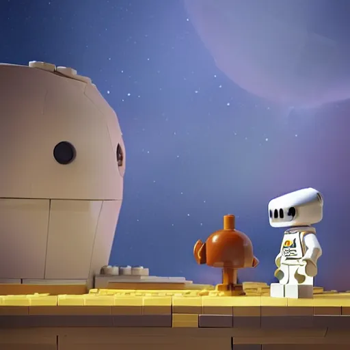 Image similar to lego astronaut playing with a dog by goro fujita, realism, sharp details, cinematic, highly detailed, digital,