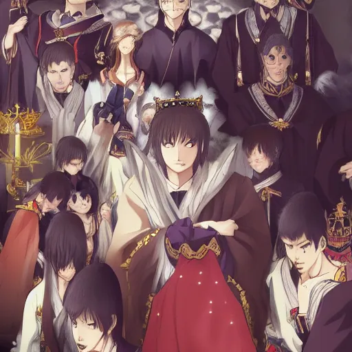 Image similar to portrait of the funeral of a king, anime fantasy illustration by tomoyuki yamasaki, kyoto studio, madhouse, ufotable, trending on artstation