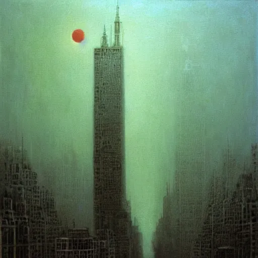 Prompt: new york city beksinski style painting