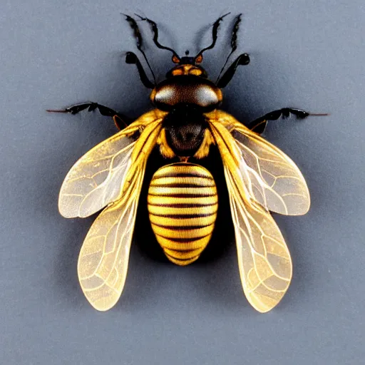 Prompt: antique 🐝 entomology specimen, victorian, scientific, symmetry, hd,
