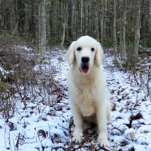 Image similar to white retriever in a forest