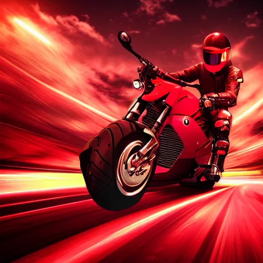 Image similar to a futuristic motorbike, red, high detail, cinematic light, anime