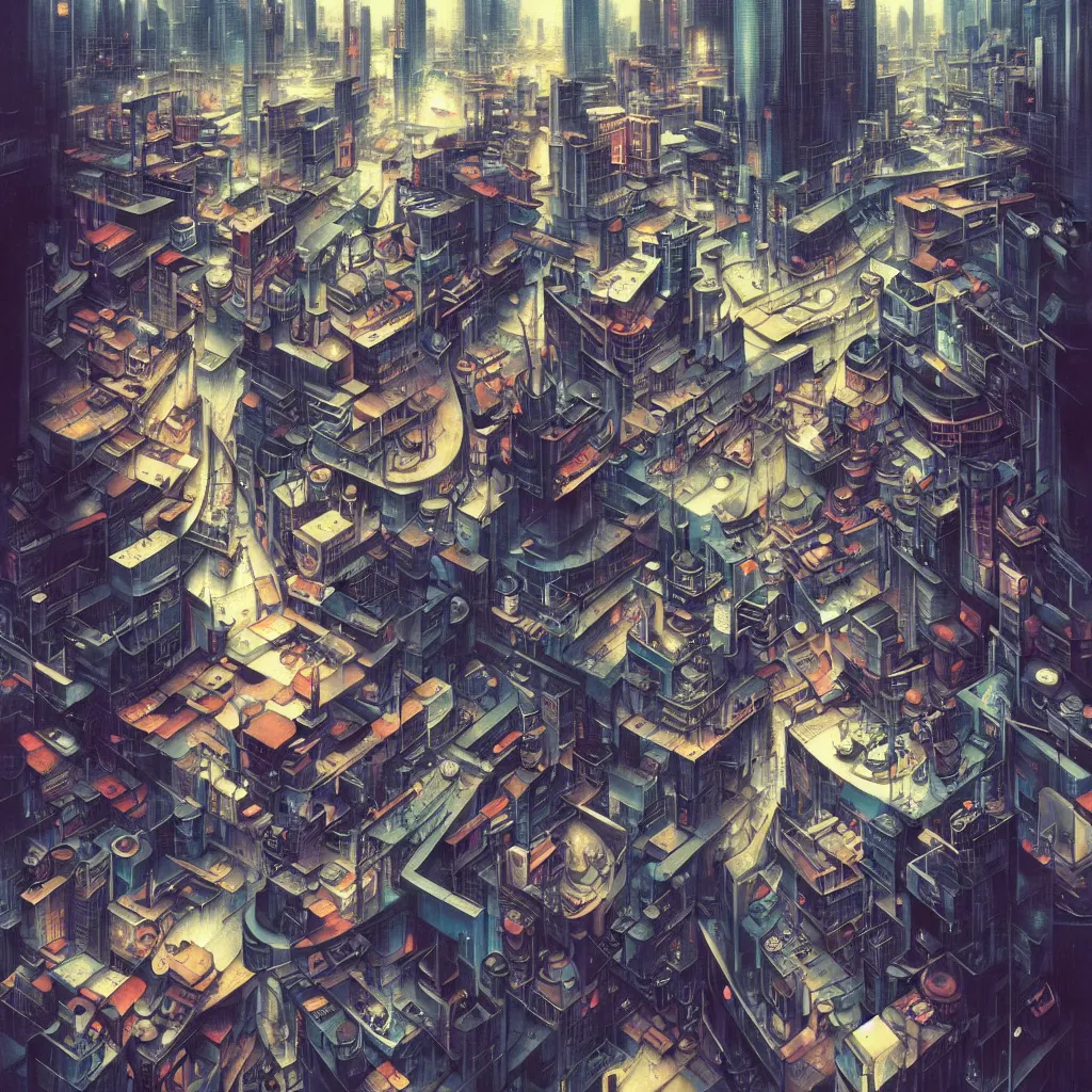 Image similar to Shibuya Cityscape by Hieronymus Bosch and James Jean, Ross Tran, surreal oil painting, highly detailed, dream like, masterpiece