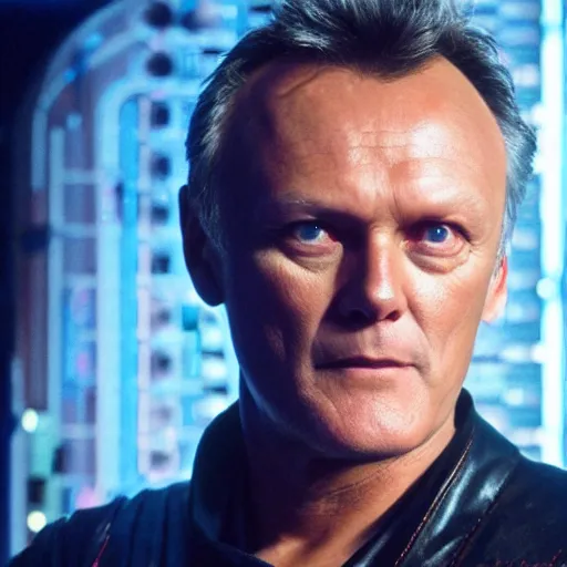 Image similar to Anthony Head as Cyberpunk Uther