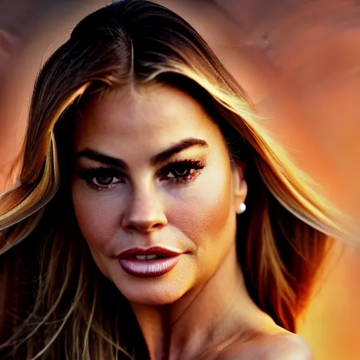 Image similar to photographic portrait of a stunningly beautiful sofia vergara in soft dreamy light at sunset, beside the river, soft focus, contemporary fashion shoot, in a denis villeneuve and tim burton movie, by edward robert hughes, annie leibovitz and steve mccurry, david lazar, jimmy nelsson, extremely detailed, breathtaking, hyperrealistic, perfect face, octane render