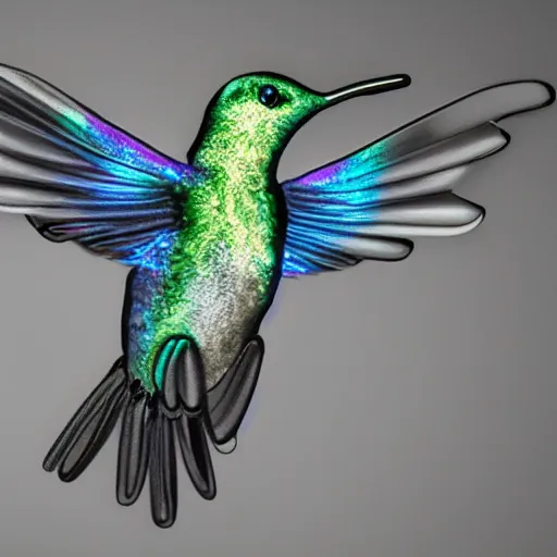 Image similar to ultra realistic cybernetic !!! hummingbird