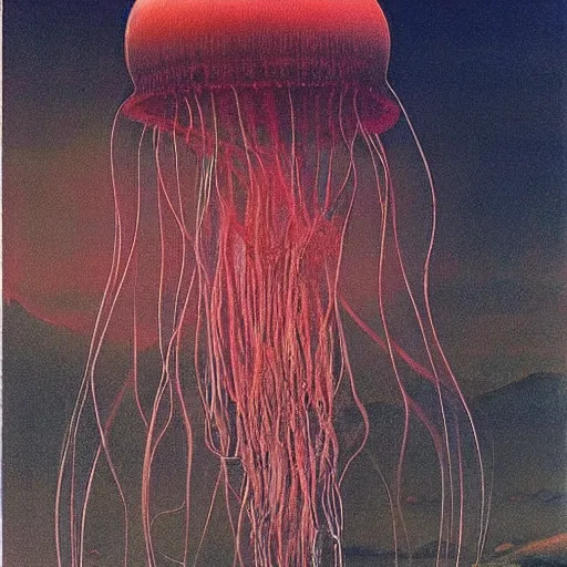 Prompt: jellyfish by zdzisław beksiński