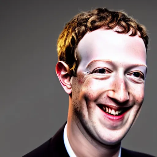 Image similar to a full portrait of evil grinning mark zuckerberg with pale skin and bloodshot eyes and blood flowing from his eyes over his cheeks f / 2 2, 3 5 mm, 2 7 0 0 k, lighting, perfect faces, award winning photography.