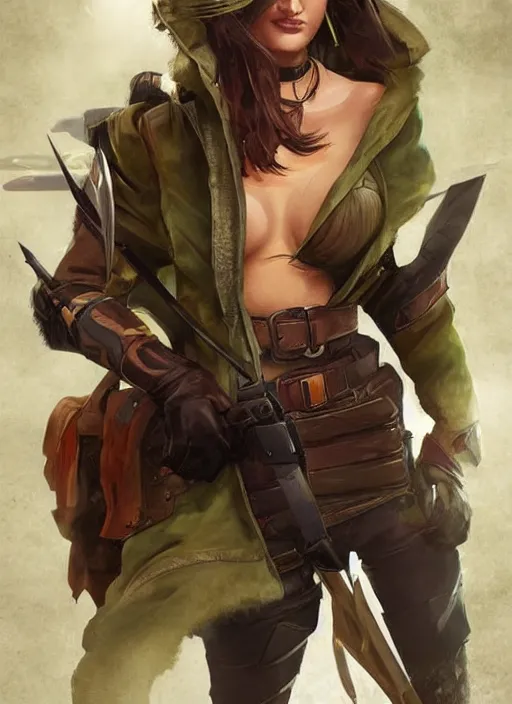 Image similar to hyper realistic rogue ranger hunter girl, full body, rule of thirds, human proportion, good anatomy, beautiful face, conceptart, saturated colors, cinematic, artstation, pinterest, cgsociety